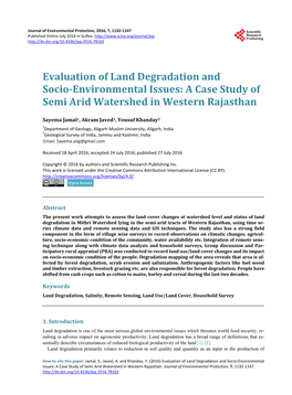 A Case Study of Semi Arid Watershed in Western Rajasthan