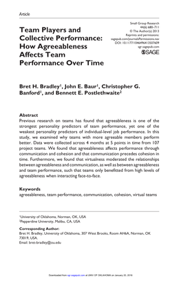 How Agreeableness Affects Team Performance Over Time