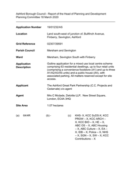 Ashford Borough Council - Report of the Head of Planning and Development Planning Committee 18 March 2020 ______