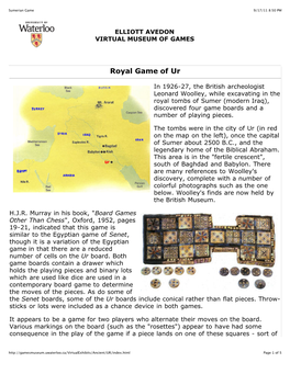 Royal Game of Ur