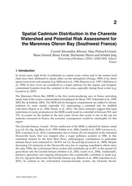 Spatial Cadmium Distribution in the Charente Watershed and Potential Risk Assessment for the Marennes Oleron Bay (Southwest France)