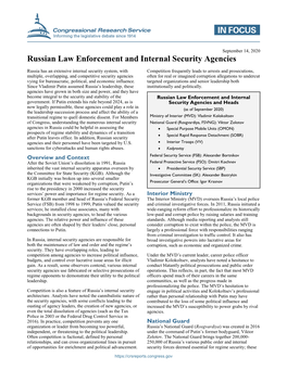 Russian Law Enforcement and Internal Security Agencies