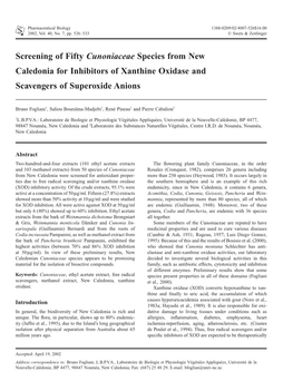 Screening of Fifty Cunoniaceae Species from New Caledonia for Inhibitors of Xanthine Oxidase and Scavengers of Superoxide Anions