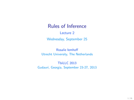 Rules of Inference Lecture 2 Wednesday, September 25