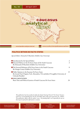 Electoral Politics in the De Facto States of the South Caucasus