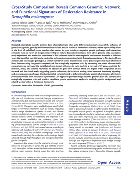 Cross-Study Comparison Reveals Common Genomic, Network, and Functional Signatures of Desiccation Resistance in Drosophila Melanogaster