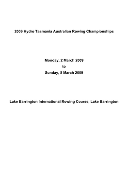 2009 Hydro Tasmania Australian Rowing Championships