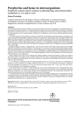 Porphyrins and Heme in Microorganisms