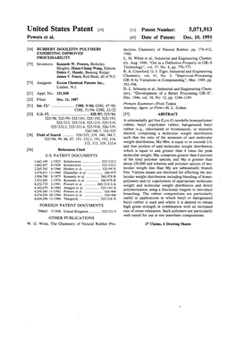 United States Patent (19) 11 Patent Number: 5,071,913 Powers Et Al