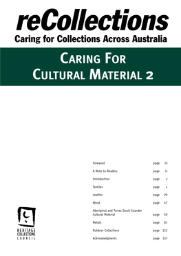 Caring for Cultural Material 2