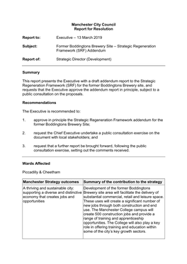 Former Boddingtons Brewery Site – Strategic Regeneration Framework (SRF) Addendum