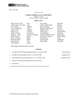 CAPITAL ADEQUACY (E) TASK FORCE ROLL CALL Jillian Froment