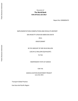 SAMOA AVIATION INVESTMENT PROJECT June 28, 2021