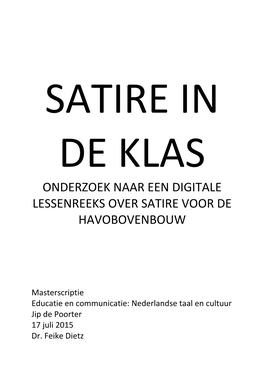 Onderzoek Naar Een Digitale Lessenreeks Over Satire Voor De Havobovenbouw