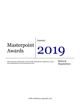 Masterpoint Awards 2019