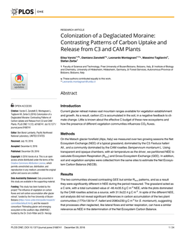 Colonization of a Deglaciated Moraine: Contrasting Patterns of Carbon Uptake and Release from C3 and CAM Plants