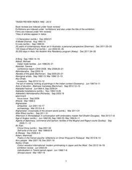 Taasa Review Index 1992 - 2013