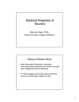 Electrical Properties of Neurons