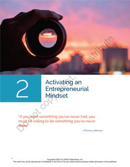 Activating an Entrepreneurial Mindset 31 Chapter Outline Learning Objectives