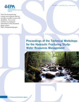 Proceedings of the Technical Workshops for the Hydraulic Fracturing Study: Water Resources Managment