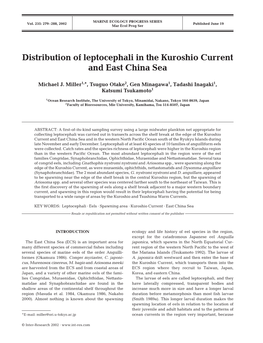 Distribution of Leptocephali in the Kuroshio Current and East China Sea