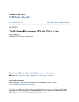 The Origins and Development of Textile Writing in Peru