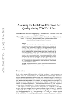 Assessing the Lockdown Effects on Air Quality During COVID-19 Era Arxiv