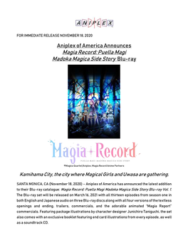 Puella Magi Madoka Magica Side Story Blu-Ray