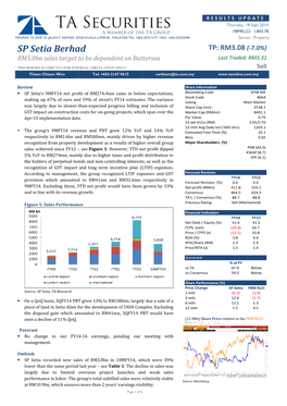 TA Securities Thursday, 18 Sept 2014 a Member of the TA Group FBMKLCI: 1,843.78