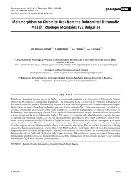 Metamorphism on Chromite Ores from the Dobromirtsi Ultramafic Massif, Rhodope Mountains (SE Bulgaria)