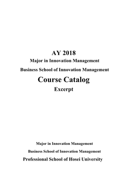 Course Catalog Excerpt