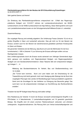 Planfeststellungsverfahren Für Den Neubau Der B10 Ortsumfahrung Enzweihingen Az 24-3912-2/201-17