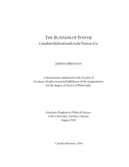 THE BUSINESS of POWER Canadian Multinationals in the Postwar Era