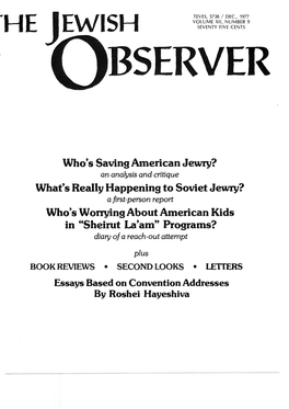 Who's Saving American Jewry? What's