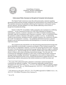 FTC Enforcement Policy Statement on Deceptively Formatted Advertisements