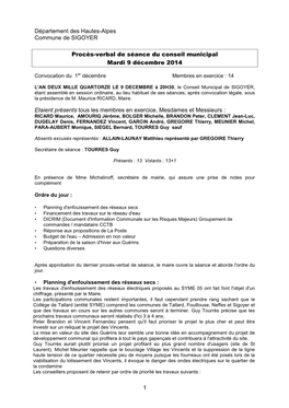 1 Département Des Hautes-Alpes Commune De SIGOYER Procès