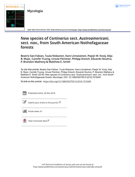 New Species of Cortinarius Sect. Austroamericani, Sect. Nov., from South American Nothofagaceae Forests