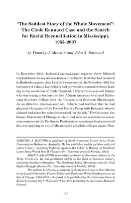 “The Saddest Story of the Whole Movement”: the Clyde Kennard Case and the Search for Racial Reconciliation in Mississippi, 1955–2007