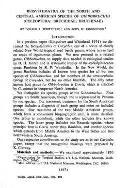 BIOSYSTEMATICS of the NORTH and CENTRAL AMERICAN SPECIES of GIBBOBRUCHUS (COLEOPTERA: BRUCHIDAE: BRUCHINAE) in a Previous Paper