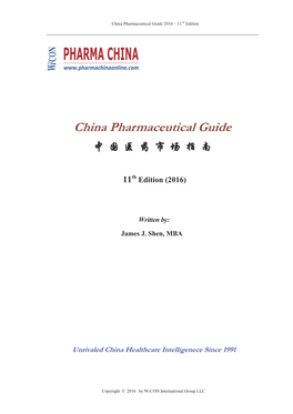 China Pharmaceutical Guide 2016 – 11 Th Edition