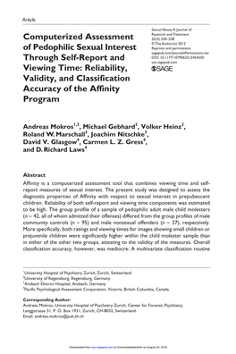 Computerized Assessment of Pedophilic Sexual Interest Through