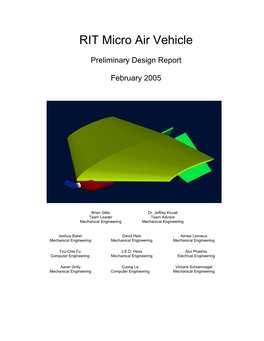 RIT Micro Air Vehicle