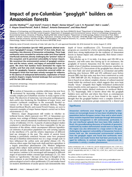 Impact of Pre-Columbian “Geoglyph” Builders on Amazonian Forests