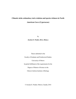 Climatic Niche Estimation, Trait Evolution and Species Richness in North