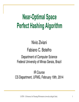 Near-Optimal Space Perfect Hashing Algorithm