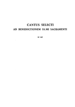 Cantus Selecti Ad Benedictionem Ss.Mi Sacramenti