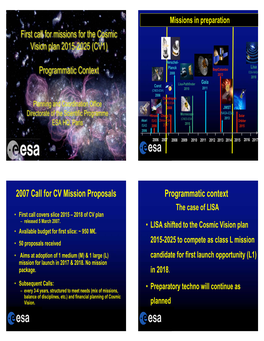 Cosmic Vision Proposal Selection to OPAG