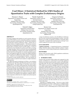 Coal-Miner: a Statistical Method for GWA Studies of !Antitative Traits with Complex Evolutionary Origins