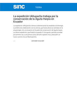 La Expedición Ukhupacha Trabaja Por La Conservación De La Águila Harpía En Ecuador