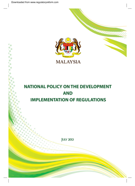 National Policy on the Development and Implementation of Regulations